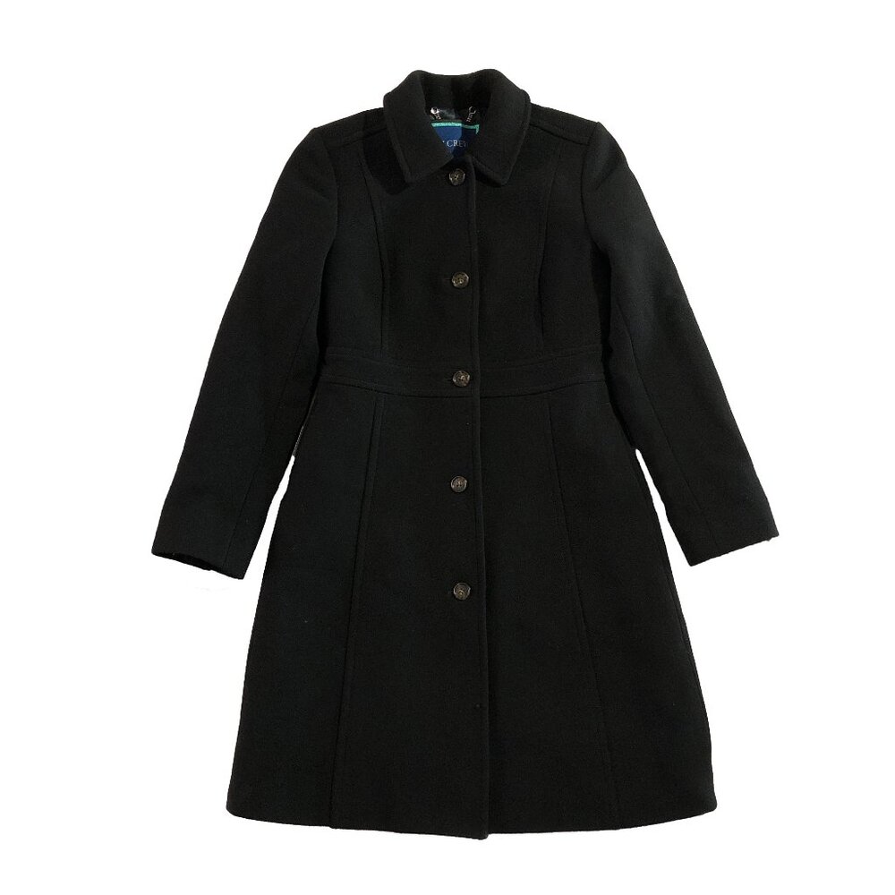 J. Crew Classic Lady Day Coat Women 6 Black Italian Double-Cloth Wool Thinsulate